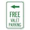Signmission Free Valet Parking with Left Arrow Heavy-Gauge Aluminum Sign, 12" x 18", A-1218-23943 A-1218-23943 - alternate 1